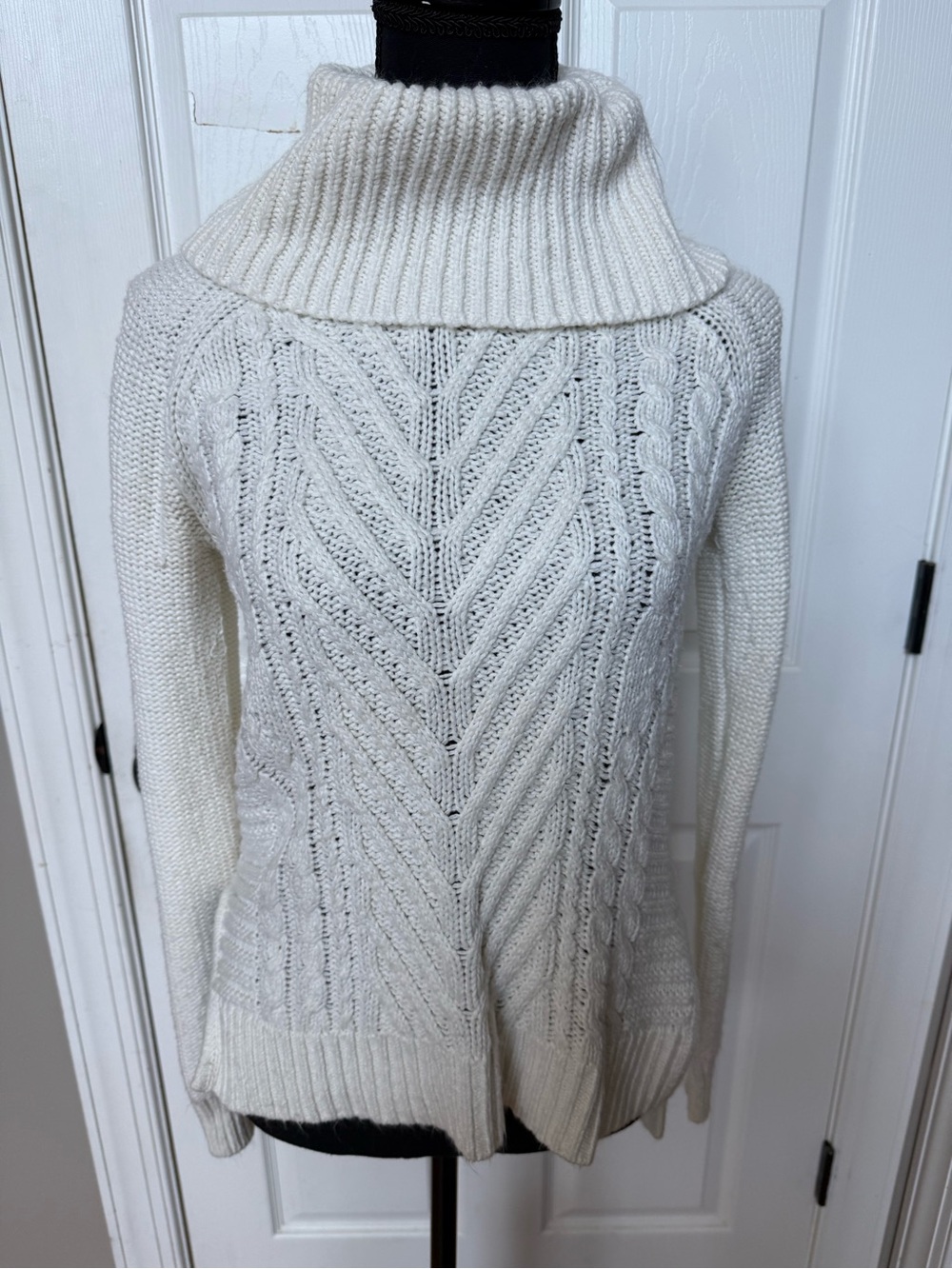 Elle Cream Cable Cowl Neck Sweater